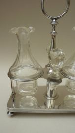 Armand Frenais silver plated oil vinegar set with Baccarat bottles
