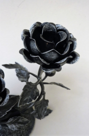 Wrought iron blooming roses candlestick