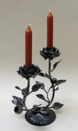 Wrought iron blooming roses candlestick