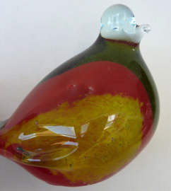 Art Glass vogel in rood en geel