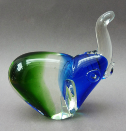 Murano Art Glass olifant blauw groen