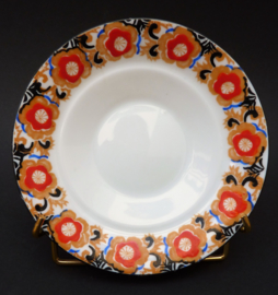 English Art Deco hand painted Clarice Cliff style cup with saucer