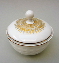 Arzberg Heinrich Loffelhardt shape 2375 Golf ball sugar bowl in white and gold