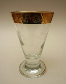 Murano engraved whisky tumblers water glasses with gold band