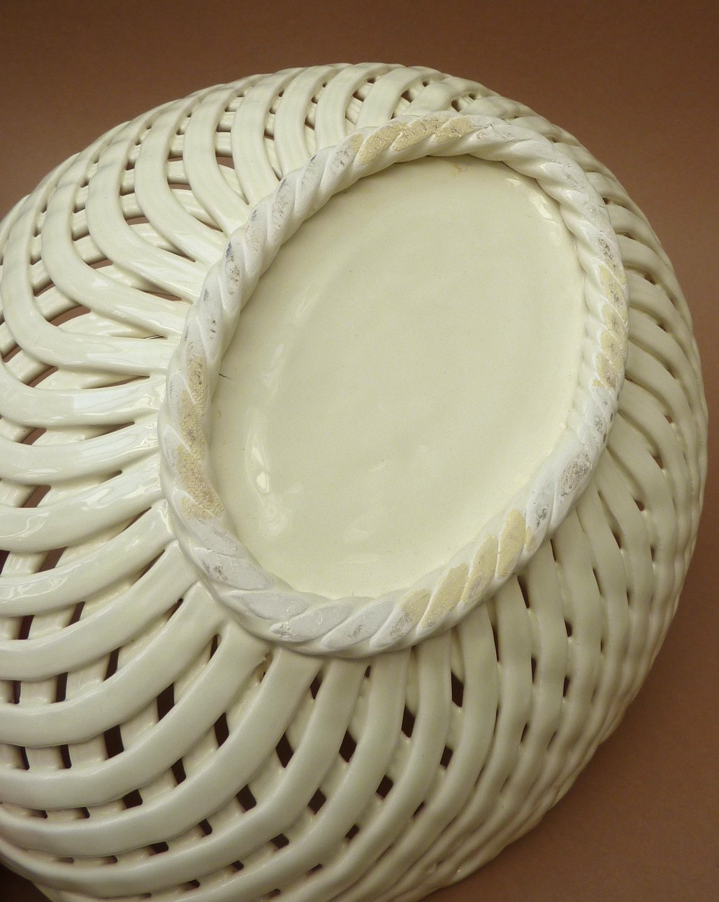 Italian ceramic wicker basket with decorative pumpkins