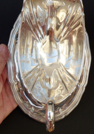 Silver plated sauce bowl with attached dish GD Alpaka