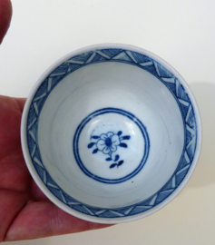 Antique Dutch Chinoiserie Long Eliza porcelain tea bowl with saucer
