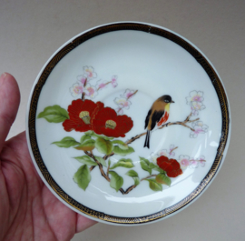 Japanese Kutani tea cup bird on blossom branch
