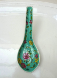 Chinese turquoise Famille Rose porseleinen lepel Bloemen