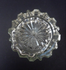 Pressed glass sprinkler with white metal cap