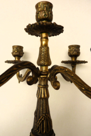 Art Nouveau bronze five armed candlestick