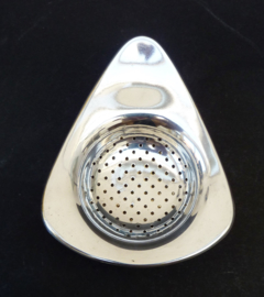 WMF Mid Century Modernist silver plated tea strainer with drip tray