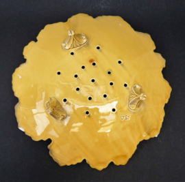 Sarreguemines barbotine bladvormige fruittest met onderbord