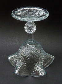 Pressed glass Diamond point Clear footed dessert bowl