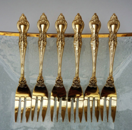 Royal Sealy Japan Hollywood Regency gold plated cake forks