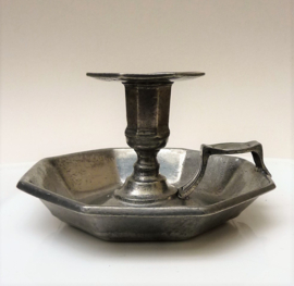 Octagonal pewter chamber candlestick