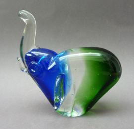 Murano Art Glass olifant blauw groen