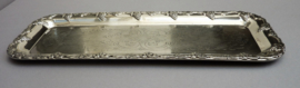 Silver plated rectangular tray with engraved vine decoration