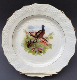Moulin des Loups Hamage faience dessert plates decorated with bird pairs