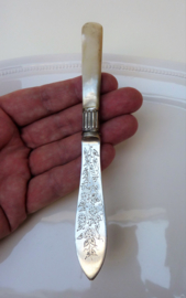 Lee and Wigfull Sheffield Victorian silver plated mother of pearl butter knife