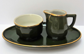 Apilco creamer set green Vert Empire and gold