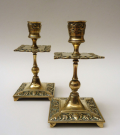 A pair of Victorian brass candlesticks