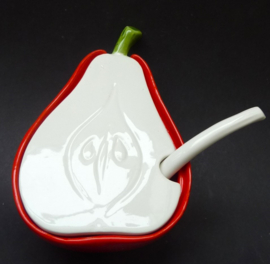 Italiaanse faience jam stroop pot Peer