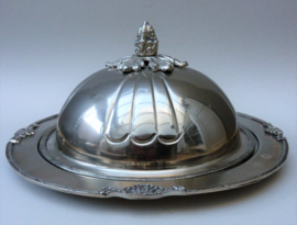 Vintage white metal dome serving dish