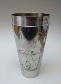 Art Deco Banka Tin Indonesia engraved cocktail shaker