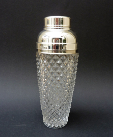 Vintage hobnail glass silver plated mounted cocktail shaker