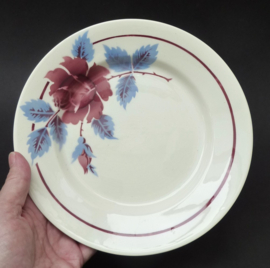 Moulin des Loups faience bord roze blauwe bloem