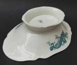 Baker & Co Fenton creamware pedestal centrepiece bowl Dragon ca 1850