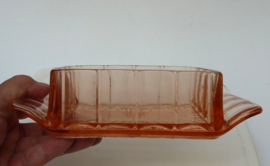 Roze Art Deco persglazen botervloot