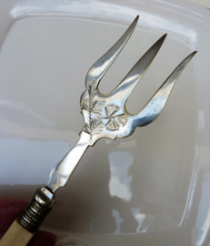 Victorian silver plated and bone bread fork