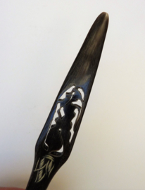 Antique Asian hand carved horn spoon Wajang Wong dancer