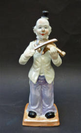 Japanese Art Deco lusterware porcelain clown with violin figurine