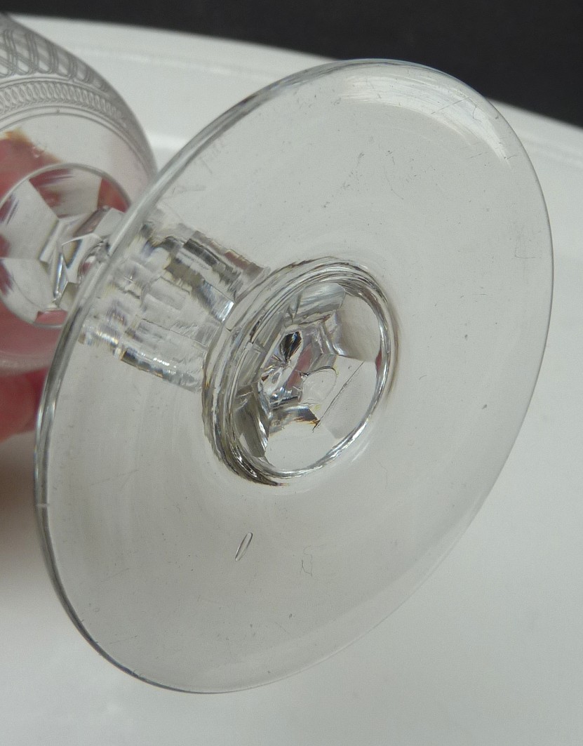 Etched crystal wine glasses 19th century