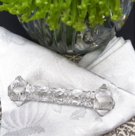 Antique crystal knife rests diamond cut 