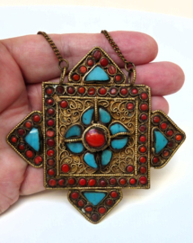 Vintage ketting met Tibetaanse Ghau box hanger