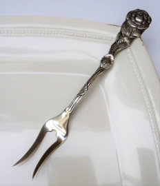 Silver plated colad meat serving fork Flower