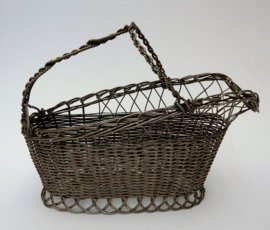 French silver plated braided wine bottle basket