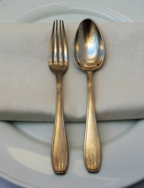 SFAM France Art Deco silver plated table fork and spoon