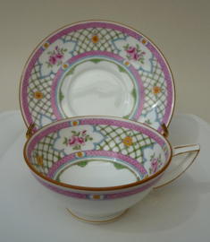 Minton Queens Trellis Pink theekop met schotel