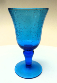 Bubbeltjesglas wijnglas azuurblauw