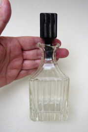 Art Deco glass oil and vinegar bottles with black stopper