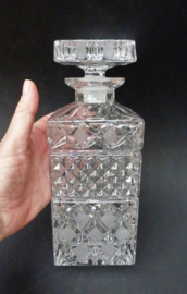 Bohemian strawberry diamond cut crystal whiskey decanter