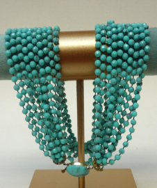Mid Century meersnoerig turquoise collier