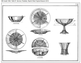 Josef Inwald 1940 pressed glass three compartment dish