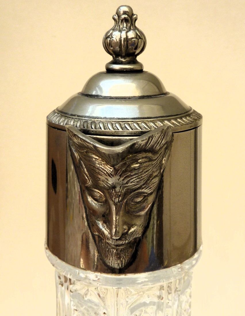 English silver plate mounted pressed glass claret jug