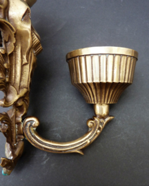 Antique brass wall sconce in Louis XV style with female figure